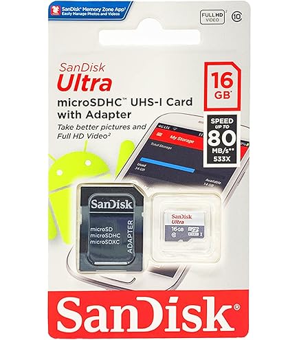 Amazon.com: Sandisk Ultra microSDHC 16GB 80MB/s+Adapt. SDSQUNS-01